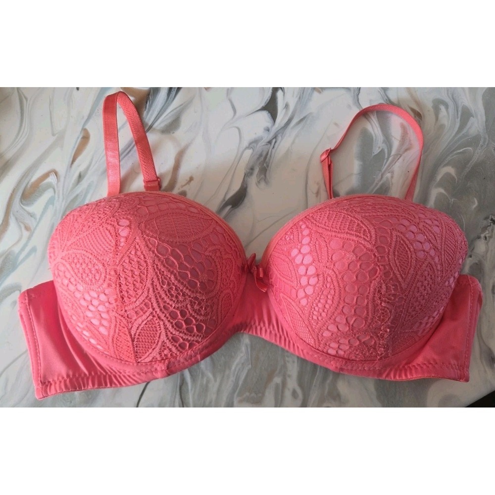 Jezebel Pink Coral Lace Bra 36B